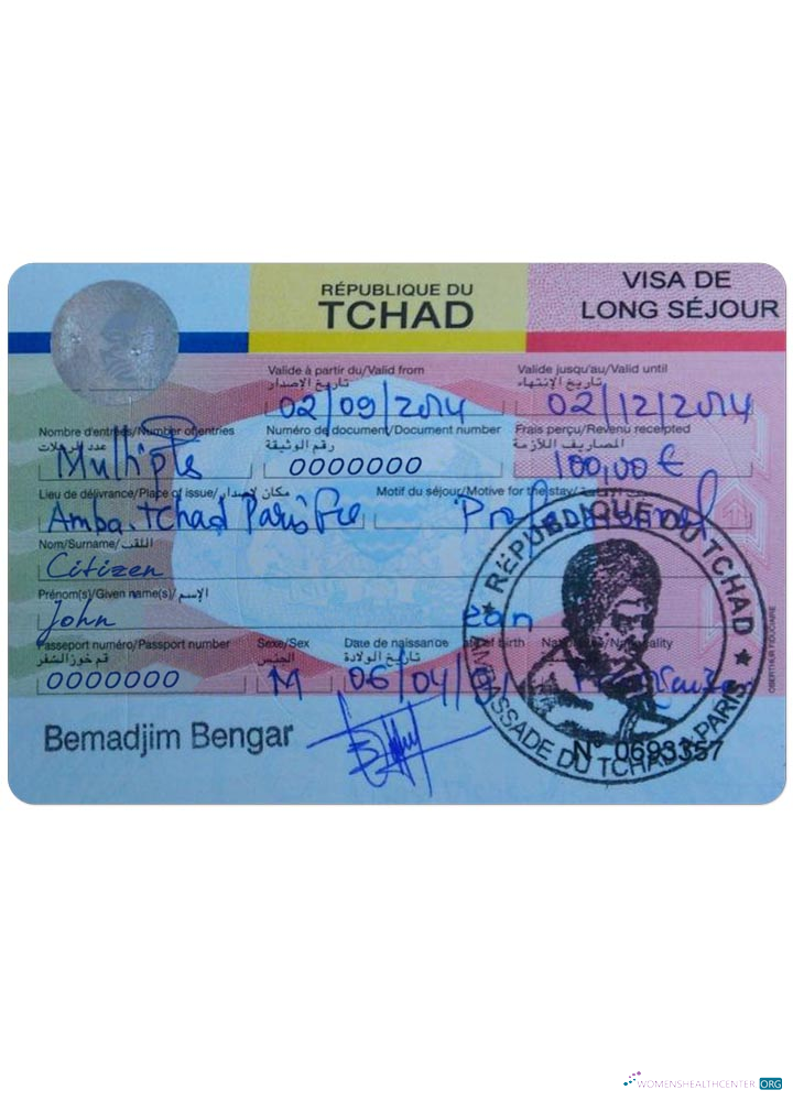 Download CHAD visa Photoshop template